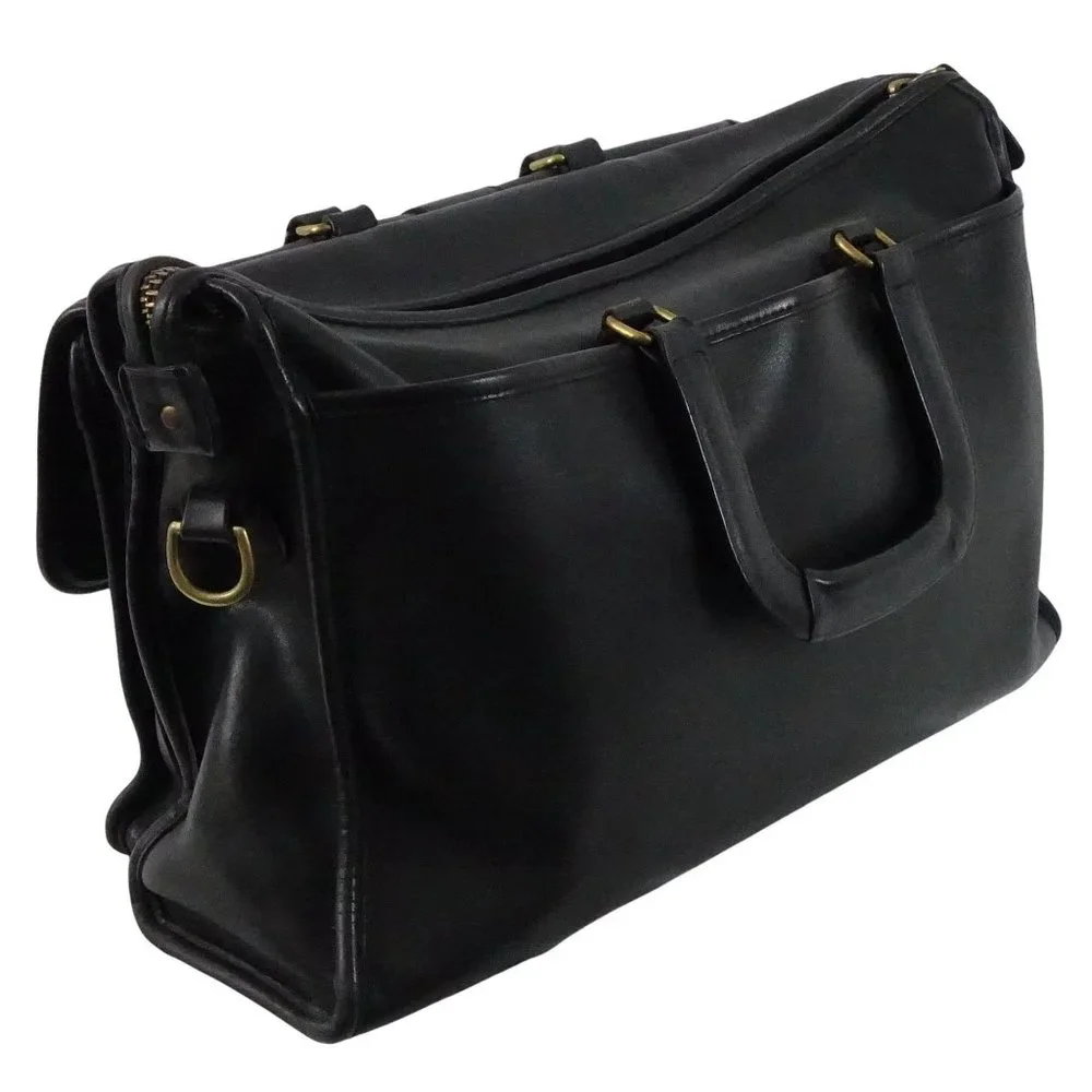 Vintage Coach‎ Bag, Harrison Briefcase, Black Leather Messenger, Laptop Bag